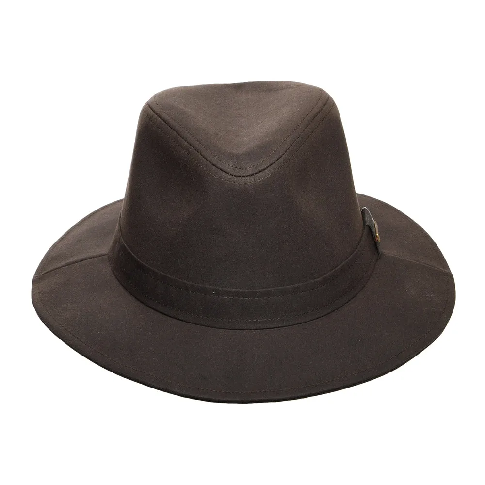 Barbour Hats Vintage Waxed Cotton Bushman Fedora Hat - Rust
