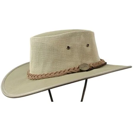 Barmah 1057KH Canvas Drover Airflow Hat - Khaki