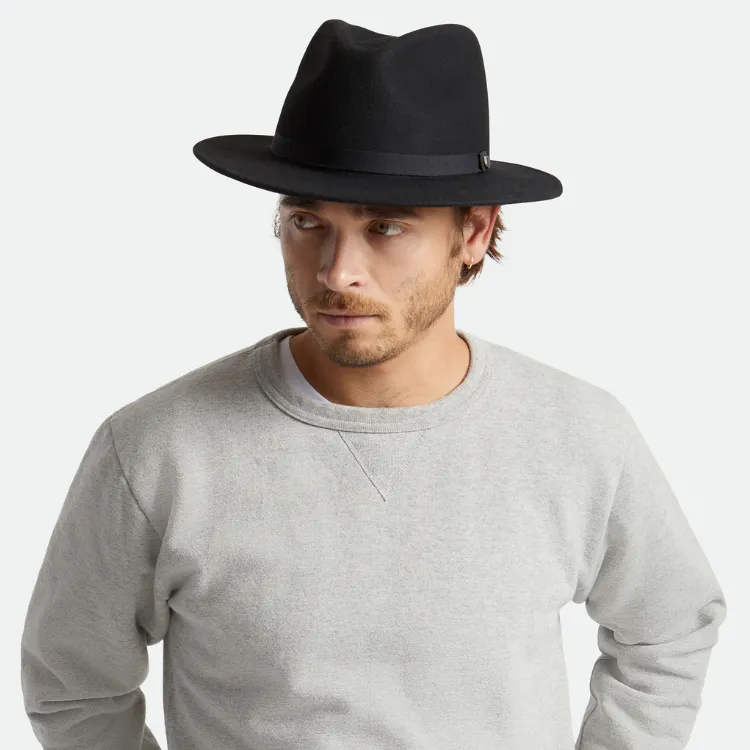 Brixton Messer Packable Fedora - Black