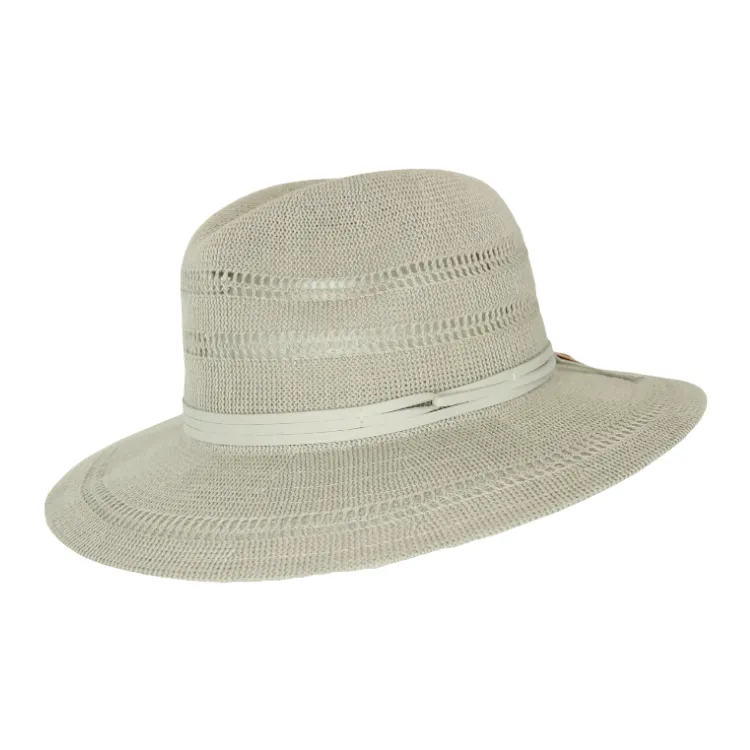 Cherry Red Polyester Knitted Fedora - Natural