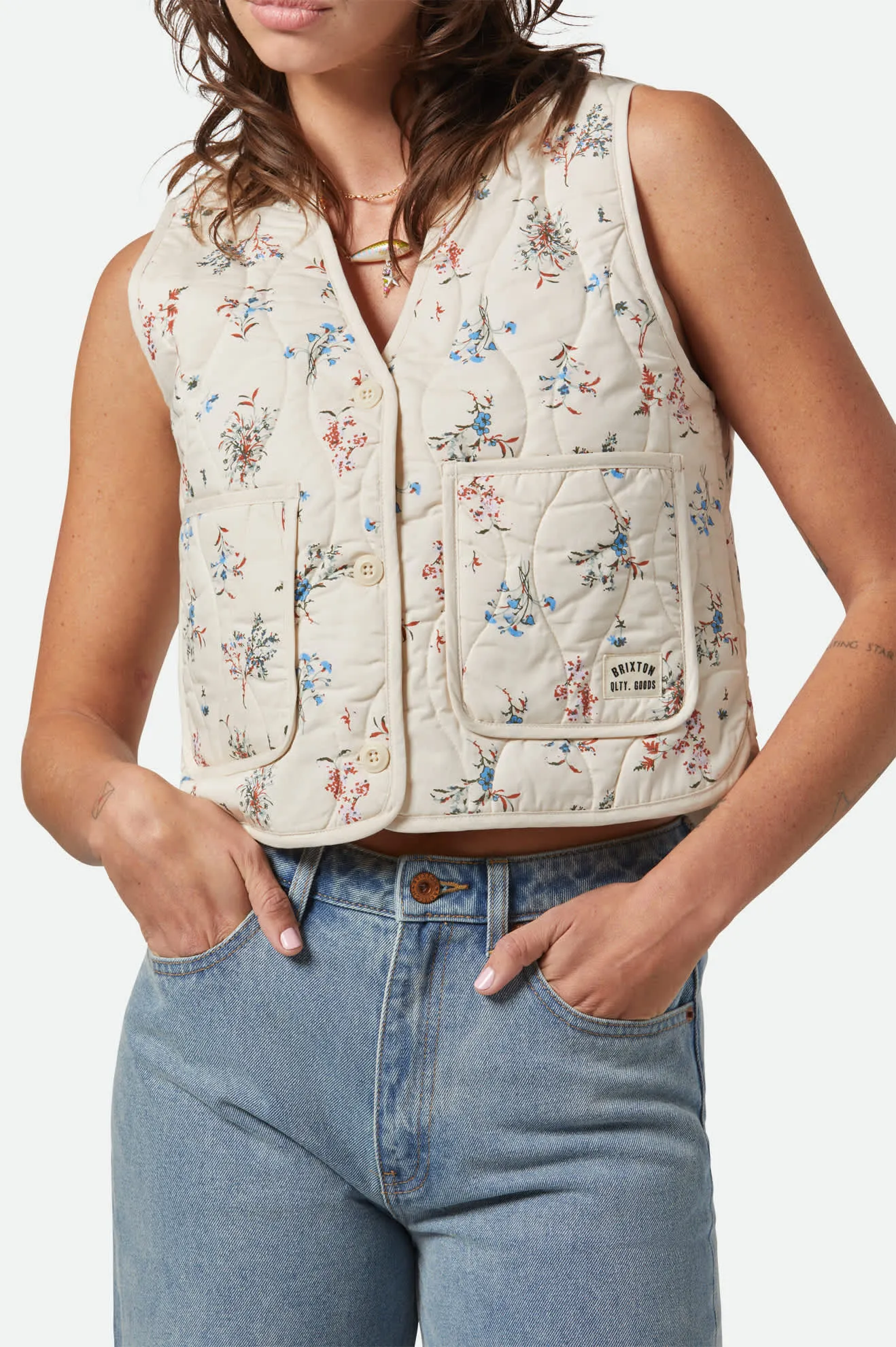 Field Floral Quilted Vest - Whitecap/Hazelnut/Ditsy Floral