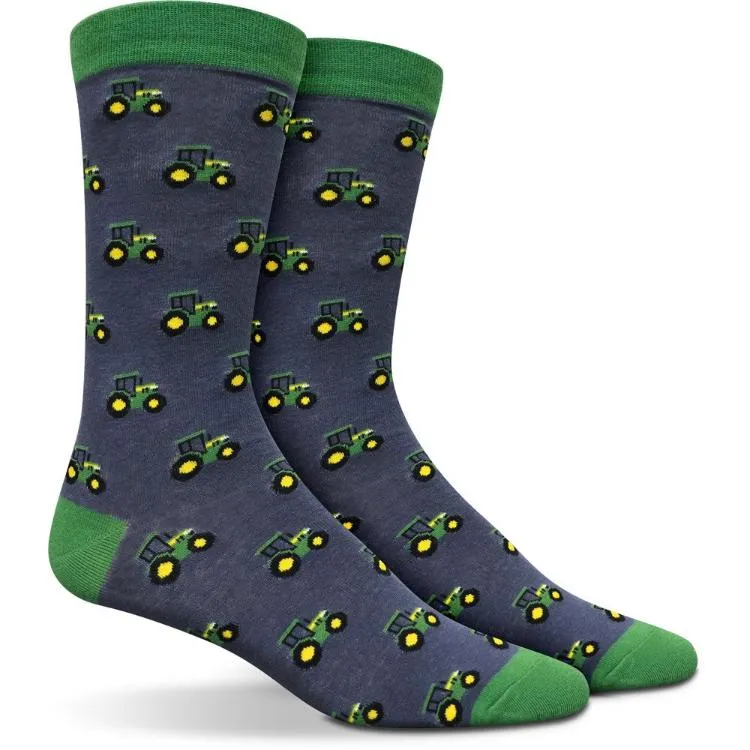 John Deere 2 Pack Tractor Row Crew Socks - Grey & Navy