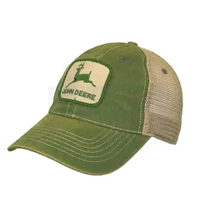 John Deere Stoned Washed Cap - Green/Ivory