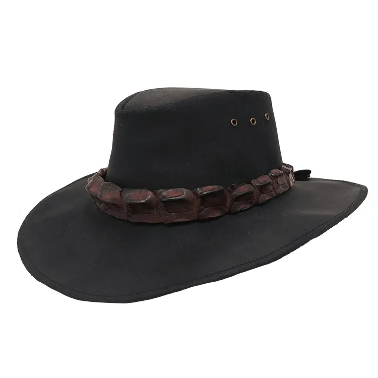 Kakadu Longreach Shapeable Leather Hat - Black