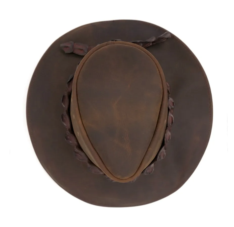 Kakadu Longreach Shapeable Leather Hat - Tobacco