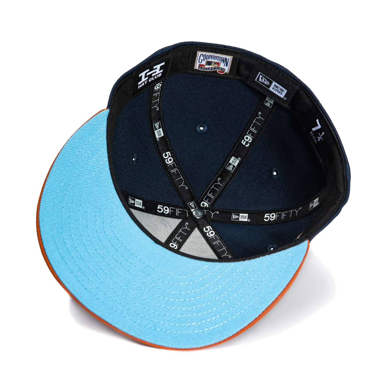 New Era 59Fifty Brooklyn Dodgers 1949 World Series Patch Hat - Navy. Burnt Orange