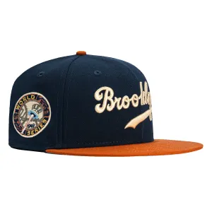 New Era 59Fifty Brooklyn Dodgers 1949 World Series Patch Hat - Navy. Burnt Orange