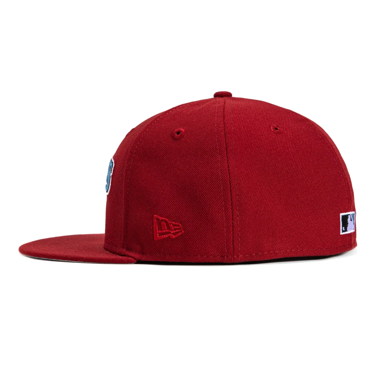 New Era 59Fifty Miami Marlins 2003 World Series Patch Word Hat - Brick. Light Blue