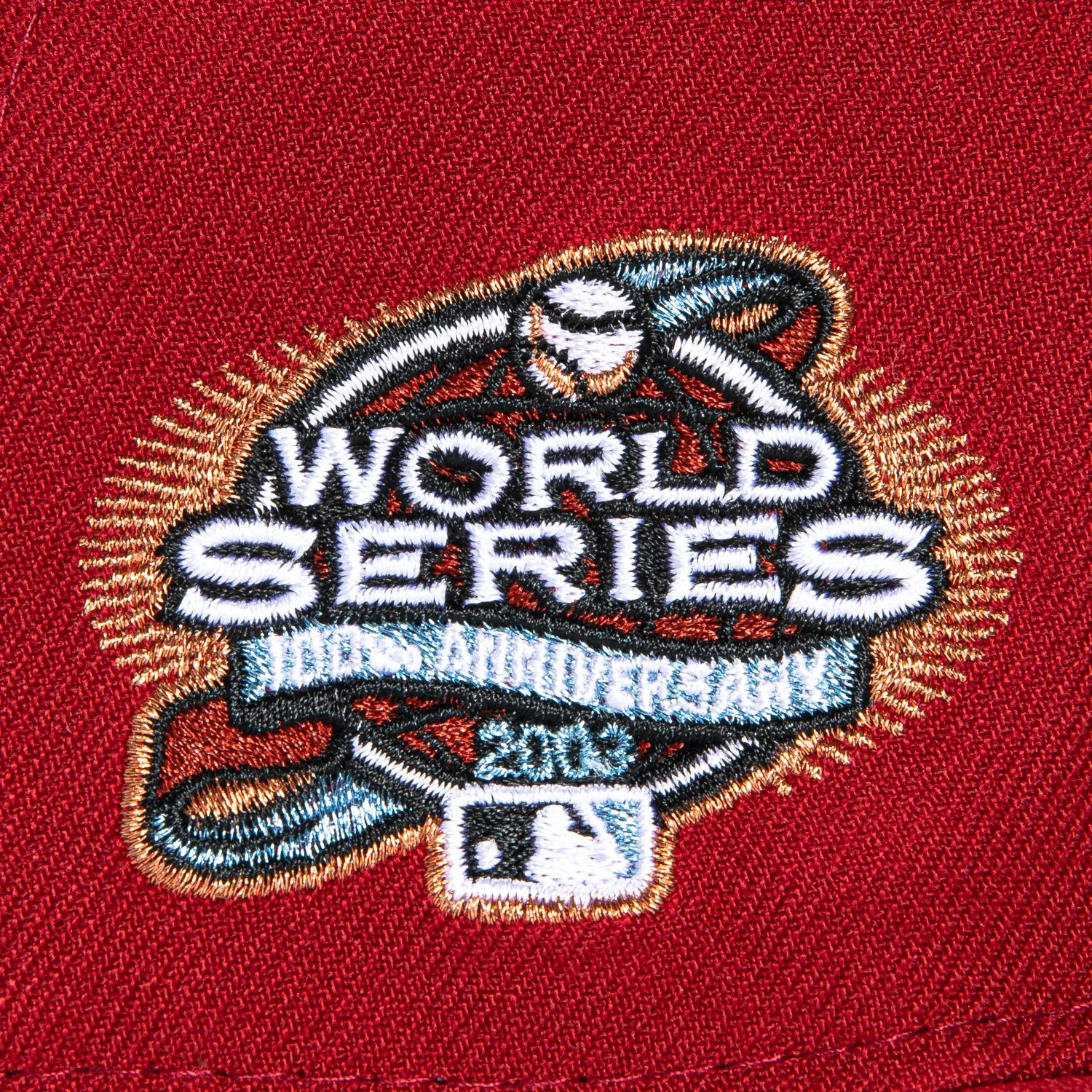 New Era 59Fifty Miami Marlins 2003 World Series Patch Word Hat - Brick. Light Blue