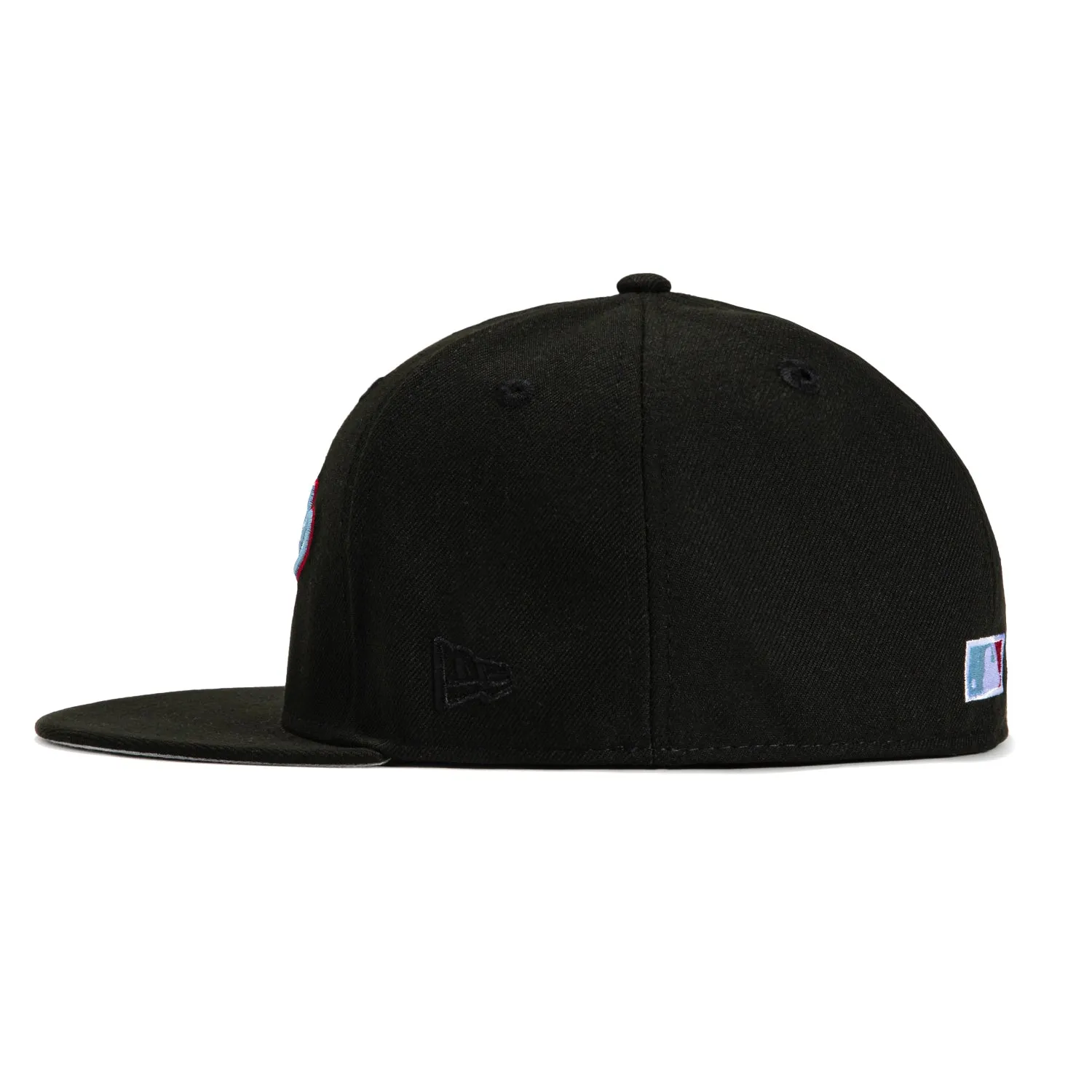 New Era 59Fifty Montreal Expos Club Patch Script Hat - Black. Light Blue. Red
