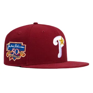 New Era 59Fifty Philadelphia Phillies Jackie Robinson 50th Anniversary Patch Alternate Hat - Cardinal