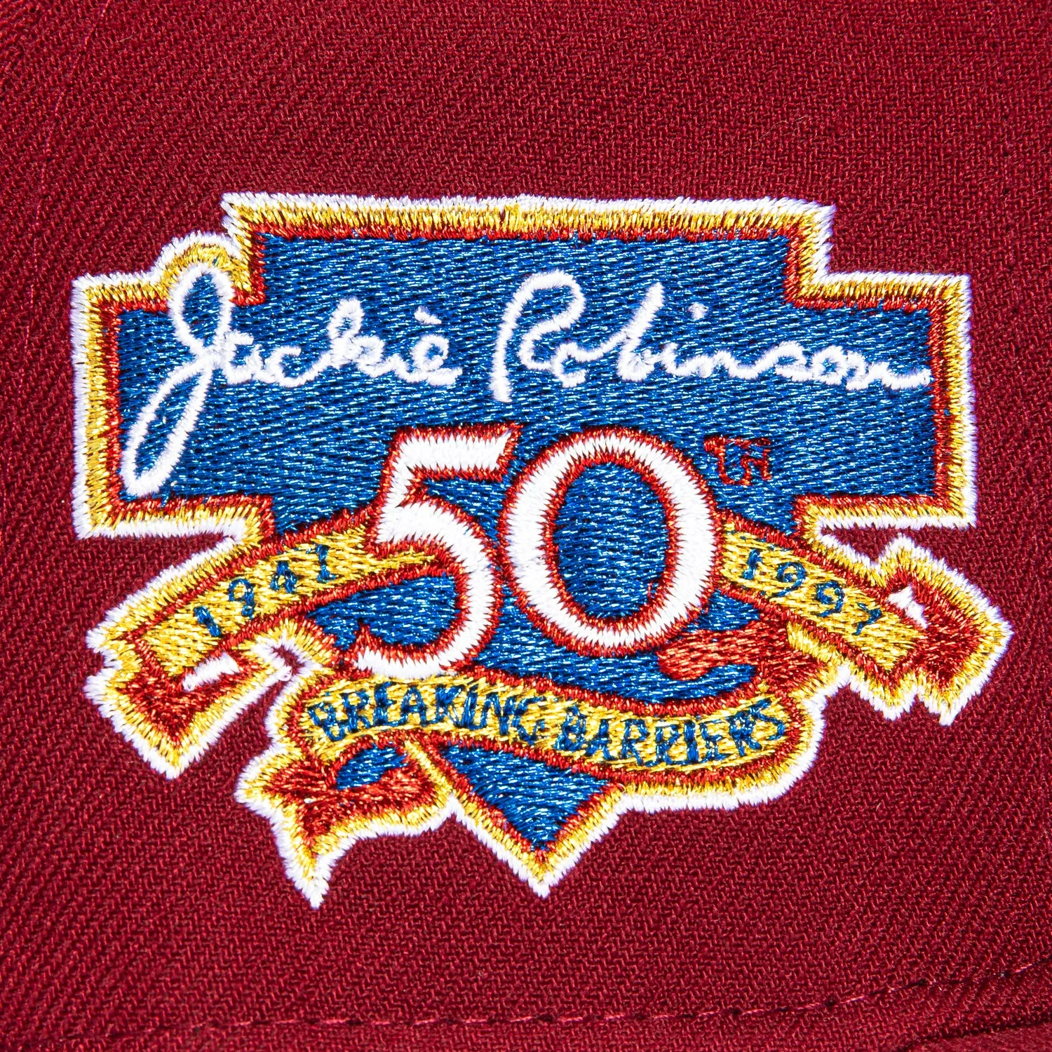 New Era 59Fifty Philadelphia Phillies Jackie Robinson 50th Anniversary Patch Alternate Hat - Cardinal