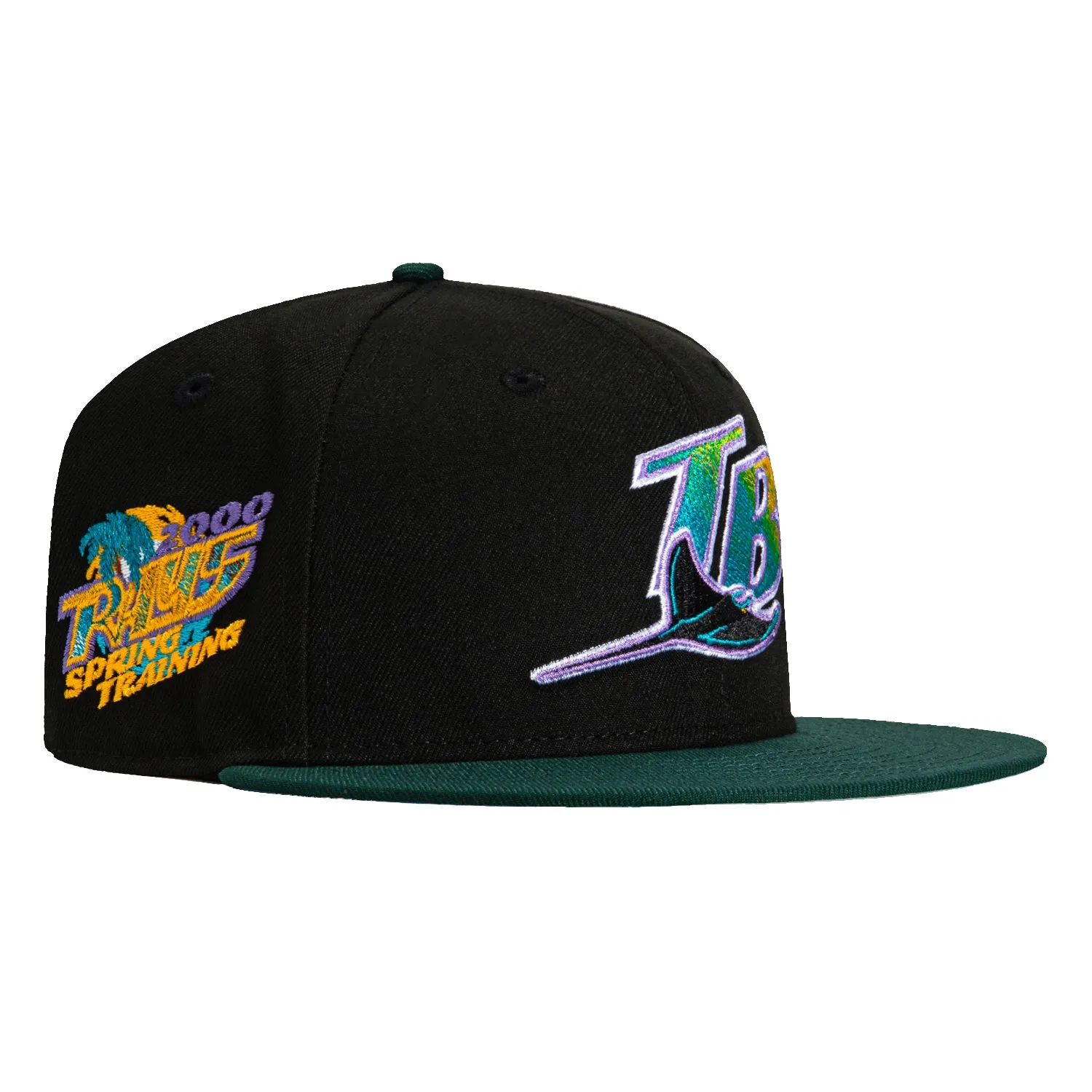 New Era 59Fifty Tampa Bay Rays 2000 Spring Training Patch TB Hat - Black. Green