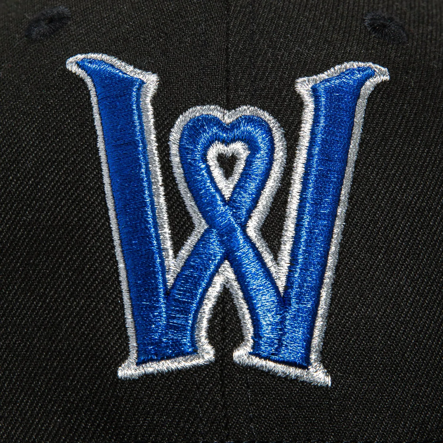 New Era 59Fifty Worcester Woo Sox Inaugural Season Patch Hat - Black. Royal. Metallic Silver
