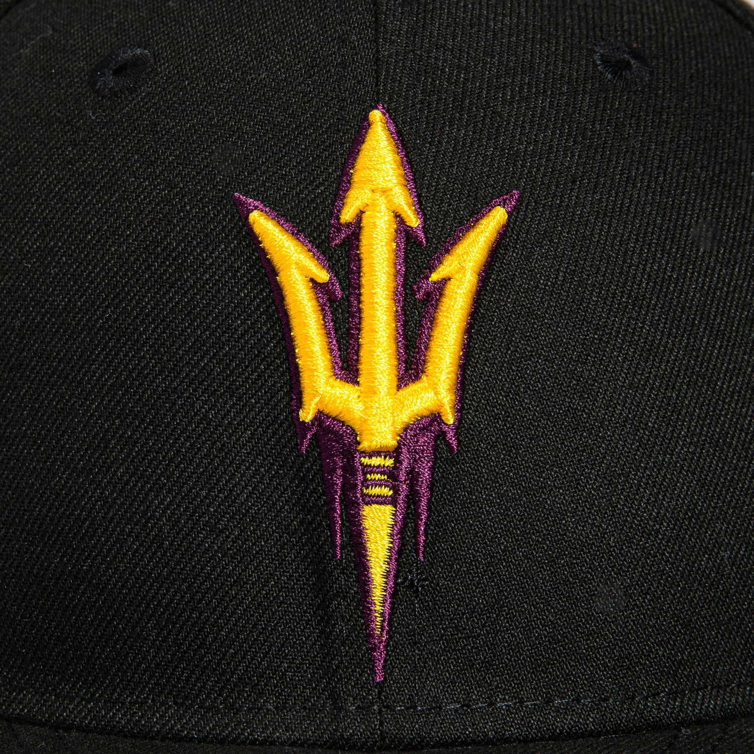 New Era 59Fifty Arizona State University Pitch Fork Hat - Black. Gold. Maroon