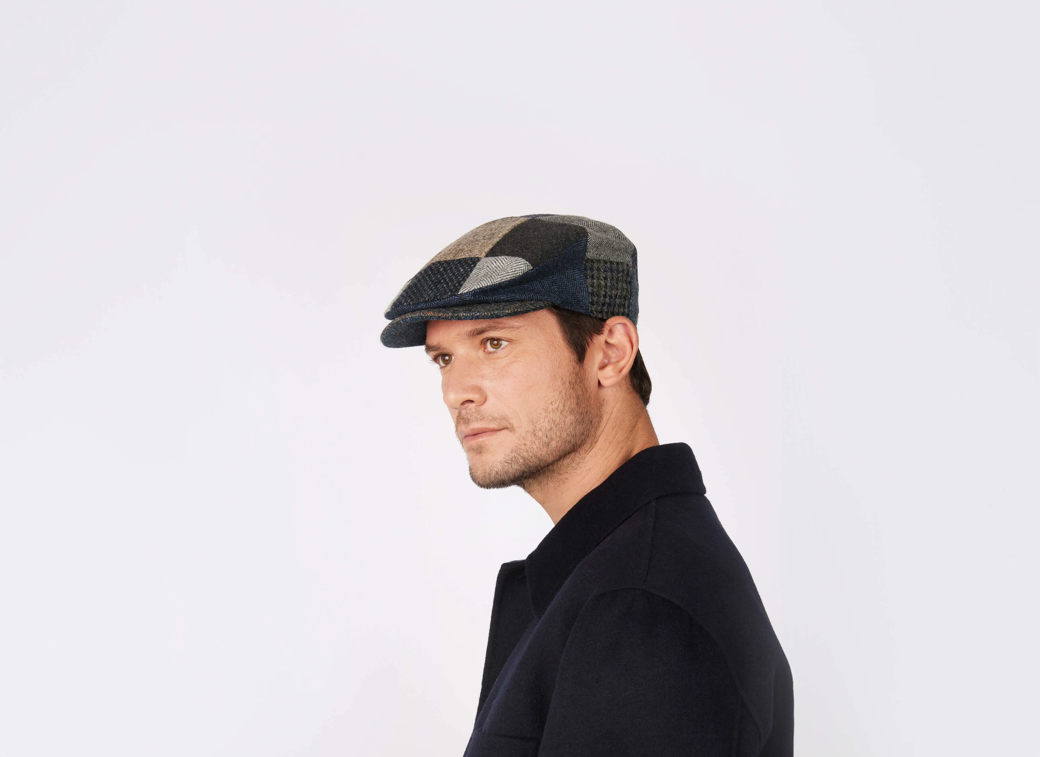 Vintage Cap Patchwork Grey/Blue Tweed